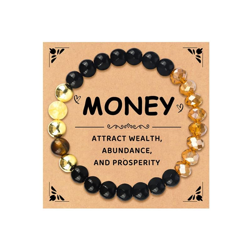 Money Bracelets for Women, Jade Bracelet for Wealth Attraction, Healing Crystal Protection Jewelry, Gift for Her Black mixed bead bracelet