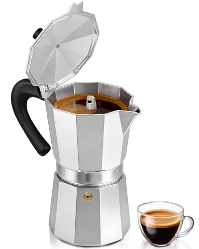 Coffee Maker Stovetop Espresso Maker 14 Cup Aluminum Moka Pot Percolator 23oz 700ml Easy Brewing for Electric Ceramic Stoves Home Camping Italian Cuban Café Classic Silver