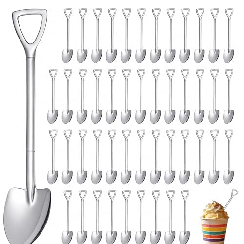 100 Pack Shovel Spoons, 6" Stainless Steel Mini Dessert Spoons for Ice Cream & Cake, Metal Tasting Spoons for Party Supplies, Demitasse Espresso Coffee Spoons, Bulk Mini Spoons