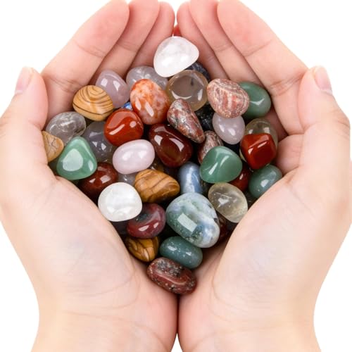 RAINFLOW 60Pcs Natural Crystal Stones - 0.5'' Polished Tumbled Gemstones