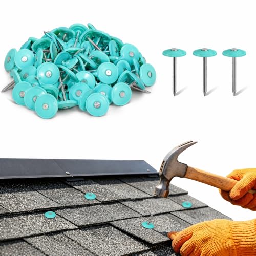 ABOOFAN 1.5-inch galvanized roofing nails with green plastic caps and ring shank, 200-piece pack