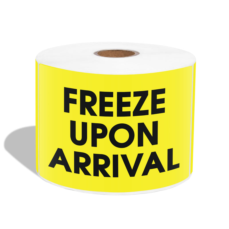 3" X 5" Freeze Upon Arrival Shipping Stickers (500 Labels, 1 Roll) Water-Resistant Temperature Handling and Packing Labels with Permanent Adhesive - Aegis Adhesives Yellow (Freeze Upon Arrival)