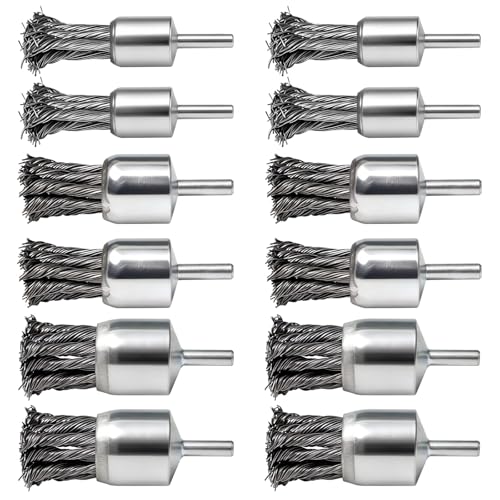 12 Piece Wire Brush Drill Set for Corrosion, Paint Removal | 20mm/25mm/30mm, Wire Brush Wheel for Drill, Brush Head Brush, Wire Brush for Drill, Wire End Brush Set