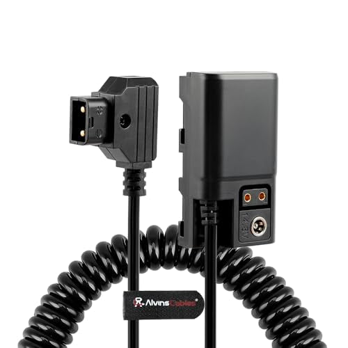 Alvin's Cables D-tap to NP-F Dummy Battery Power Cable Coiled for Atomos Ninja| SmallHD| Feelworld Monitor, with DC D-tap Port, for Sony NP-F550| F570| F770| F970 coiled cable
