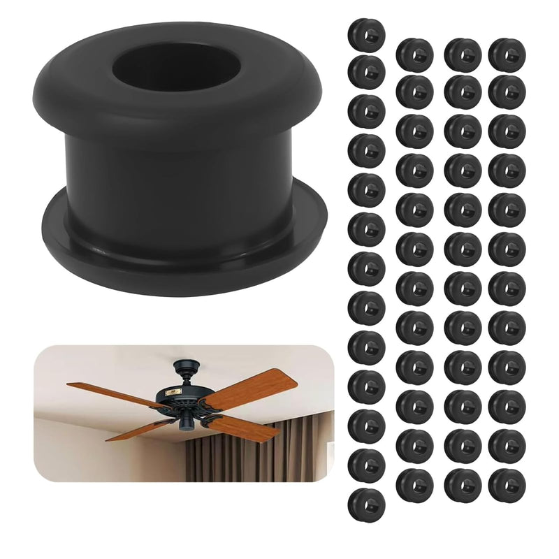 50 Pcs Antique/Vintage/Discontinued Rubber Grommets Fit for Hunter Ceiling Fans, Ceiling Fan Blade Replacement Rubber Grommets, Ceiling Fan Washers/Bushings fits Hunter Fan Blade Grommets Spare Kit 50 Pcs Black