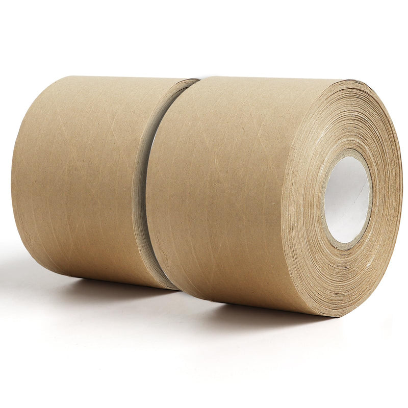 Reinforced Water Activated Gummed Kraft Paper Tape,2 Rolls 2.76 inch x 49.2 yd Brown Packing Tape,Total 98.4 yds for Heavy Duty Secure Packing and Shipping
