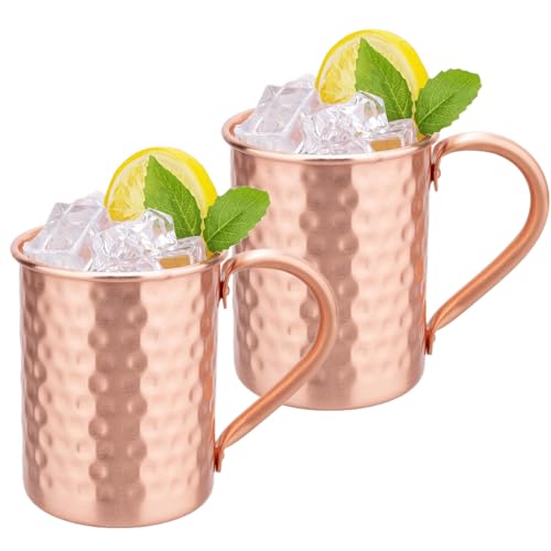 100% Pure Copper Mugs Set of 2,Moscow Mule Mugs with Handle 14oz 2 count