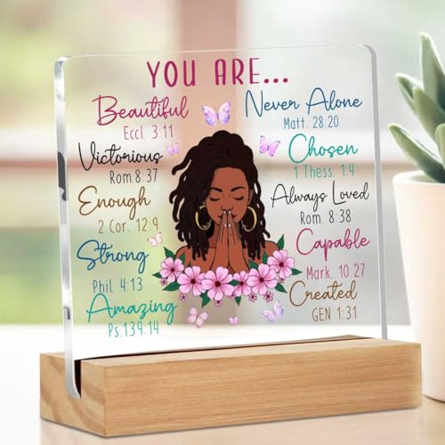Christian Gifts for Women, Inspirational Quotes Acrylic Decor Sign, Religious Gifts for Mom Friends Coworker Sister, Bible Verse Desk Gadgets Table Top Cubicle Decor Accessories Multicolour 02332