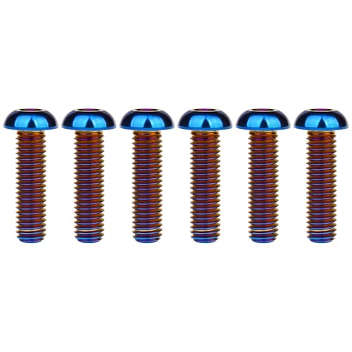 Wanyifa titanium M6x25mm button head socket screws, 6-pack, burnt blue finish