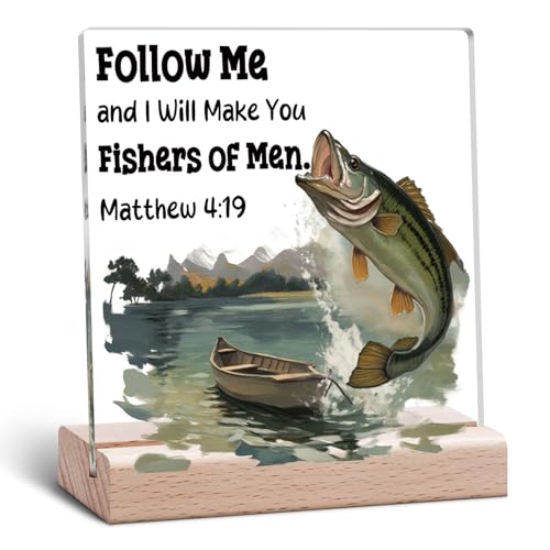 Inspirational Sign Christian Decor Religious Motivational Bible Verse Desk Decor Spiritual Acrylic Plaque Decorative Sign for Birthday Christmas Mom Sister Friend Motivational Decoration for Home Follow Me Desk Sign
