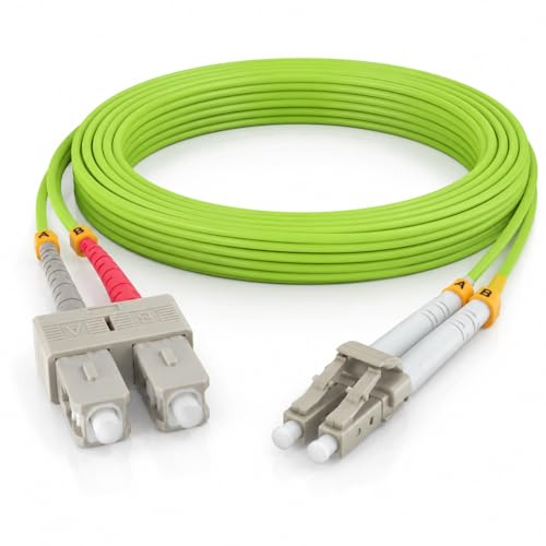 1aTTack.de 1x 3 m OM5 Fibre Optic DX Duplex Patch Cable LC/UPC - SC/UPC MM Multimode - 50/125 µm LSZH Lime Green 1x 3 Meter OM5 LC/SC - UPC Lime Green - OM5 LC/SC - UPC