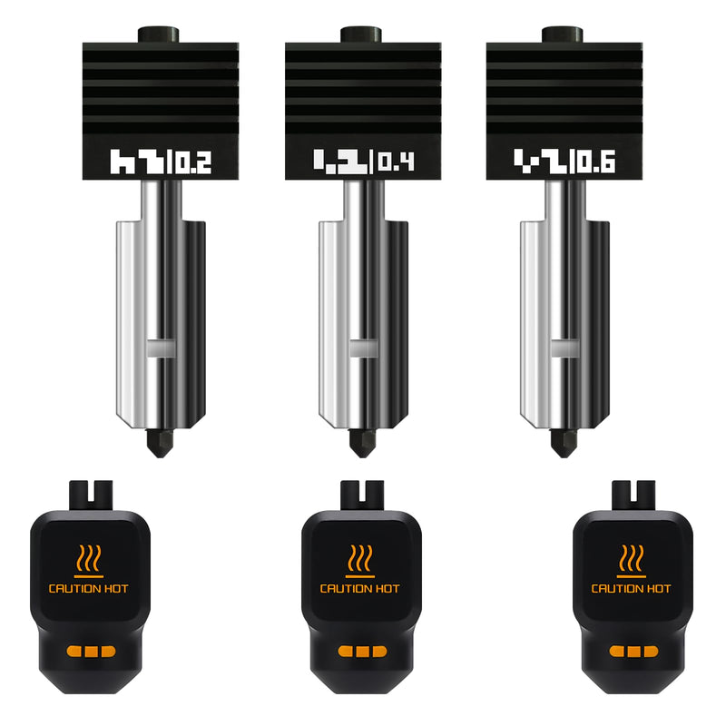 3PK 0.2+0.4+0.6mm p2s hotend Kit for Bambu lab P2S/X2D/H2D/H2S/H2C Anti-Clogging & Leak-Proof Design for Bambu Lab P2s Nozzle Hardened Steel Wear-Resistant P2S Extruder Kit for Bambu P2s Combo