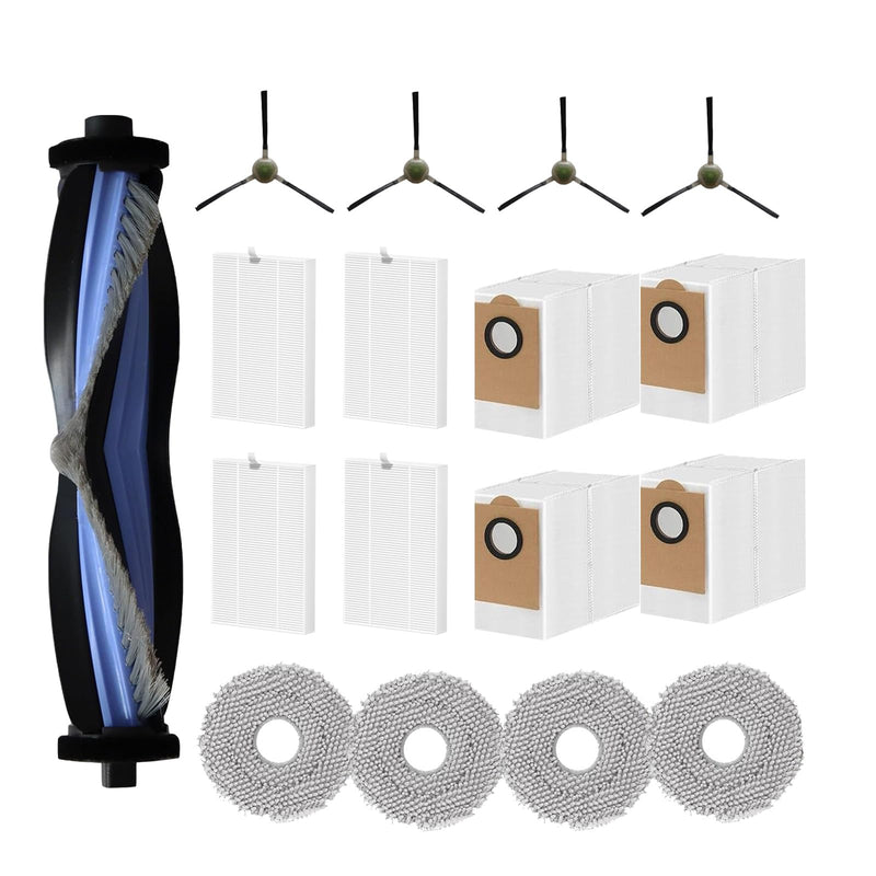 [Australia - AusPower] - Replacement Parts for Lefant M3 Robot Vacuum Cleaner Accessories kit, 17Pcs 1 Main Brush 4 HEPA Filter 4 Mop Pad 4 Dust Bag 4 Side Brush 