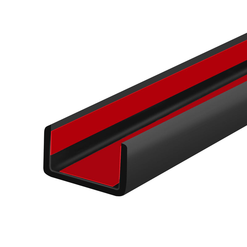 Rubber Edge Trim, Self Adhesive U Channel Edge Trim, Big Size U Shaped Trim, Edge Banding for Plywood, Woods, Shelf, Cabinet, Countertop, Size7/8 inch (22mm), Length 20Ft, Black Size7/8"(Fit 13/16"~15/16"), L20' Gloss Black