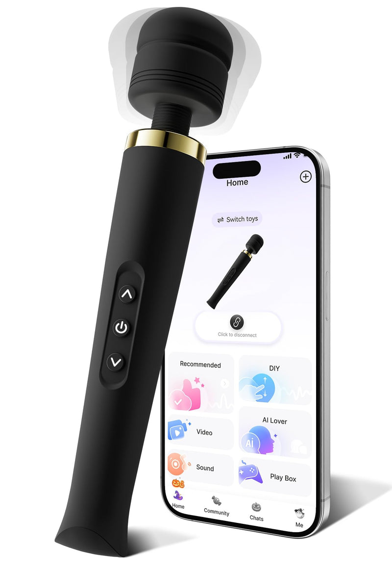 [Australia - AusPower] - Toendi Premium Massager Tools for Beginners AI-Sync App Control Body Massager with 8 Speeds & 5 Modes, 360° Head Massager Waterproof Massager, Massage Wand for Women, Men, Couple 