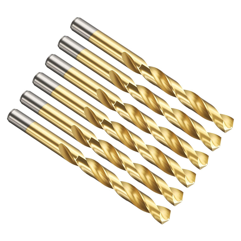 PATIKIL 12.5mm Drill Bit, Jobber Straight Shank M2 High-Speed Steel 135° Titanium Nitride TiN Coated for Stainless Steel Hard Metal - 6 Pack