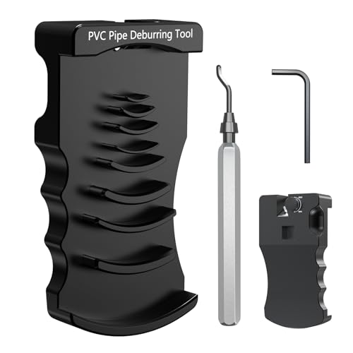 9-in-1 PVC Pipe Deburring Tool, Adjustable Chamfer Tool 0.5"–4", PVC Pipe Reamer, Plastic Pipe Deburr Tool for PVC CPVC ABS PP PE, Plumbing Chamfer Reamer Tool Set (Black) Black