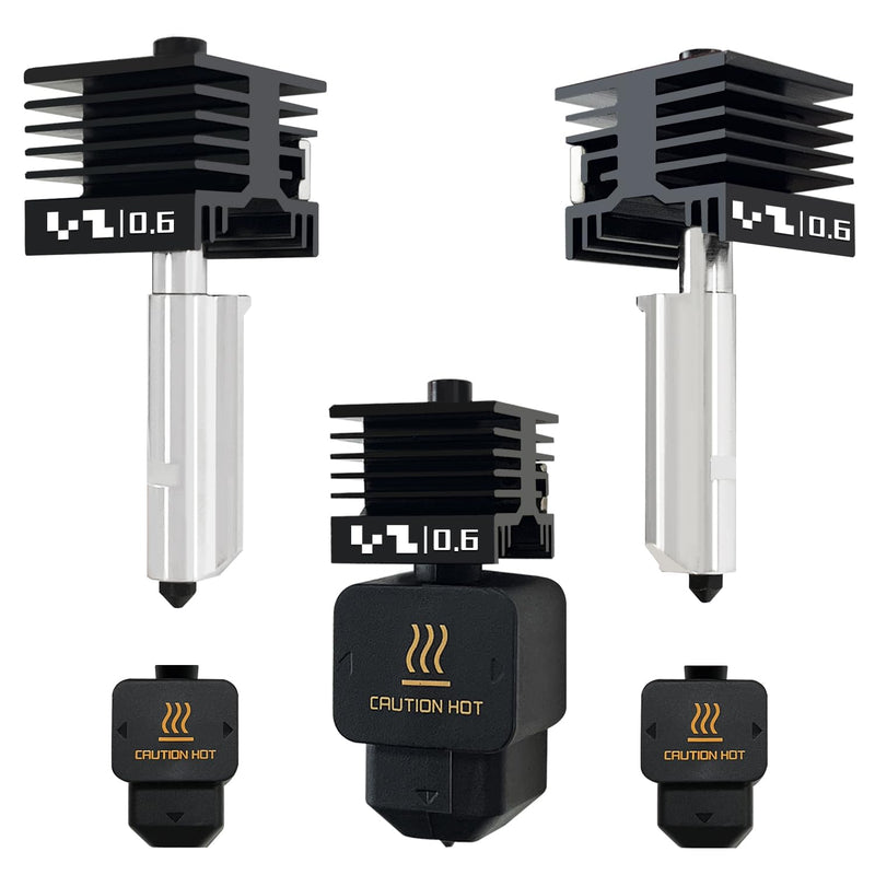 HzdaDeve 3 Pack 0.6MM Hotend for P2S/X2D/H2S/H2D/A1/A1 Mini Combo Print Head Hot End Kit Extruder High-Temperature Removable Hardened Steel Nozzle Silicone Cover Heater Sink for Bambu Lab 3D Printer