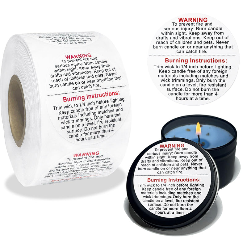 3000 Pcs Candle Warning Labels 1.5 Inch Candle Jar Container Safety Labels Warning Sticker for Candle Jars, DIY Candle Making Supplies 3000