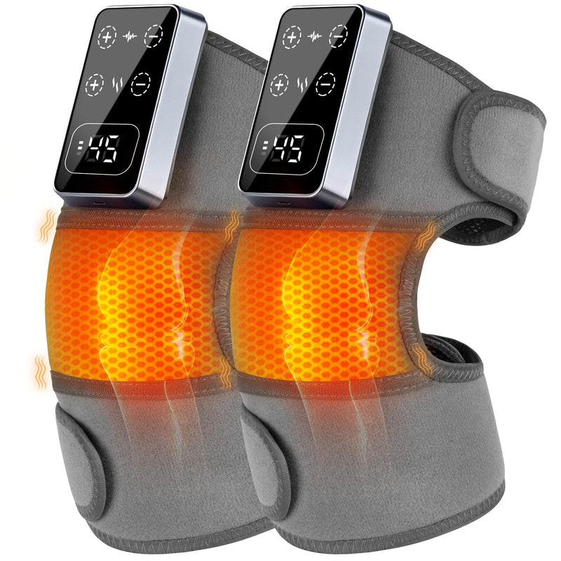 YAZHI Cordless Knee Massager for Pain Relief – Electric Heated Knee Brace, 5 Heat Levels & 3 Massage Modes, Gifts for Men and Women 2pack 2pcs