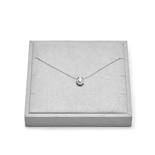 Oirlv microfiber jewelry necklace display tray in grey with multiple compartments for organizing necklaces and jewelry items.