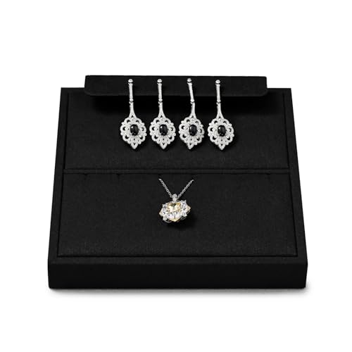 Oirlv Black Microfiber Jewelry Earring Necklace Tray P13707