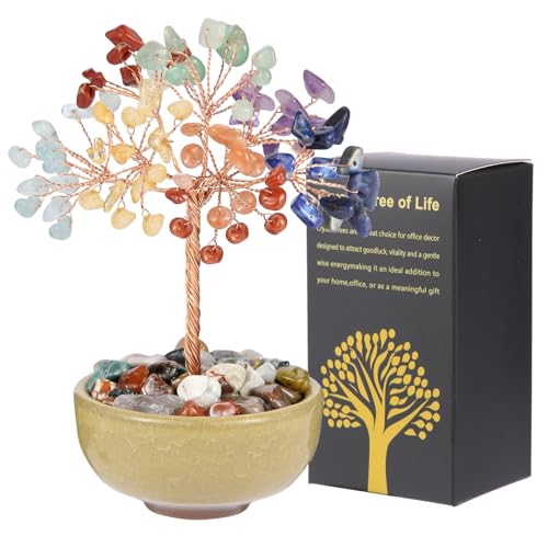 7 Chakra Crystal Tree Healing Wealth Luck Home Office Decor Gift 7 Chakras Vase Tree-2