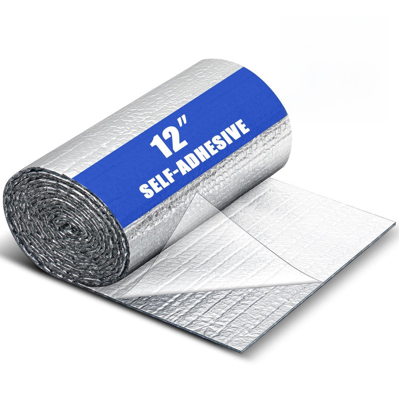 Double Reflective Insulation Roll, 12in x 16.4ft Pipe Duct Insulation Roll, Self Adhesive Aluminum Foil Bubble Radiant Barrier Tape for HVAC Duct, Window Thermal Barrier and Weatherproof