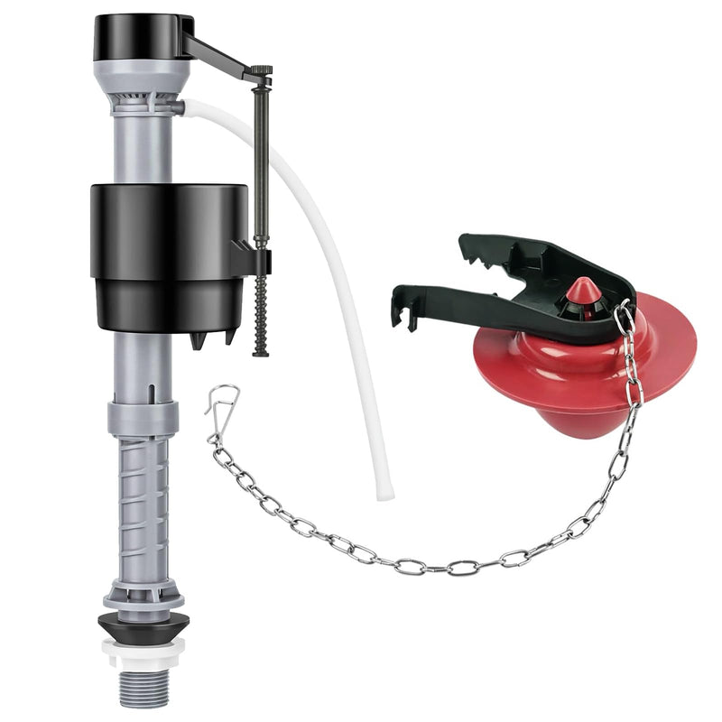[Australia - AusPower] - Toilet Flusher Replacement Kit, Universal Toilet Fill Valve with 2-Inch Flapper, Adjustable Rubber Float Valve, Quiet and Easy Install Toilet Repair Kit Inside Tank (1-Pack) 
