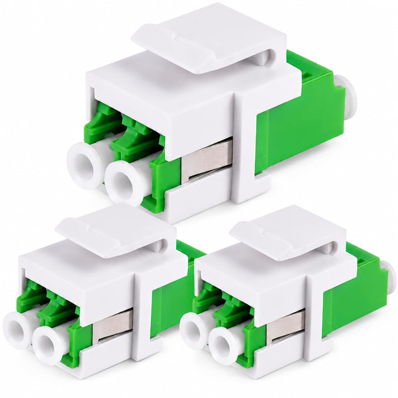 1aTTack.de 3x LWL Keystone Connector OS1 / OS2 (APC) LC Duplex Female to LC Duplex Female Single Mode Green LC/LC (APC) KS Green OS1/OS2 Keystone