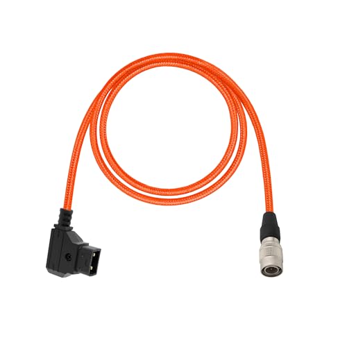 D Tap to Hirose 4 Pin Male Power Cable, Compatible with for Sound Devices 688/633, MixPre-10 II, Zoom F8/F4/F8N, SmallHD AC7/DP7, V-Mount & Gold Mount Battery Compatible Orange