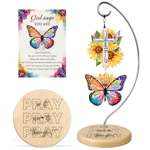 Sunflower Butterfly Christian Gifts for Women - Christmas Religious Decor Sunflower