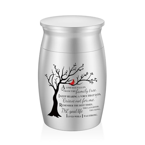 SOITIS Urns for Human Ashes 2.76 Inches Aluminum Small Urns for Human Ashes Keepsake, Mini Urn for Human Ashes Memorial Cremation Urns for Human Ashes-Tree of Life Funeral Keepsake Urn Silver