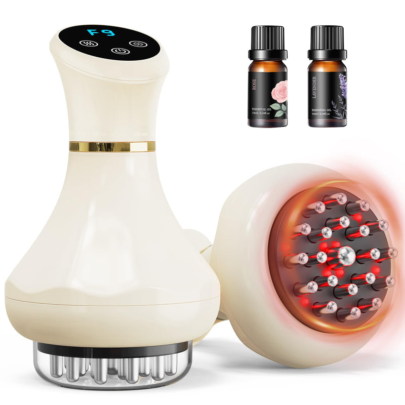 [Australia - AusPower] - Lymphatic Drainage Massager & Handheld Body Sculpting Machine for Legs, Arms, Belly & Body Massage, Anti Cellulite Massage Tool with Red-Light, 9-Level Heat & Vibration for Relaxation 