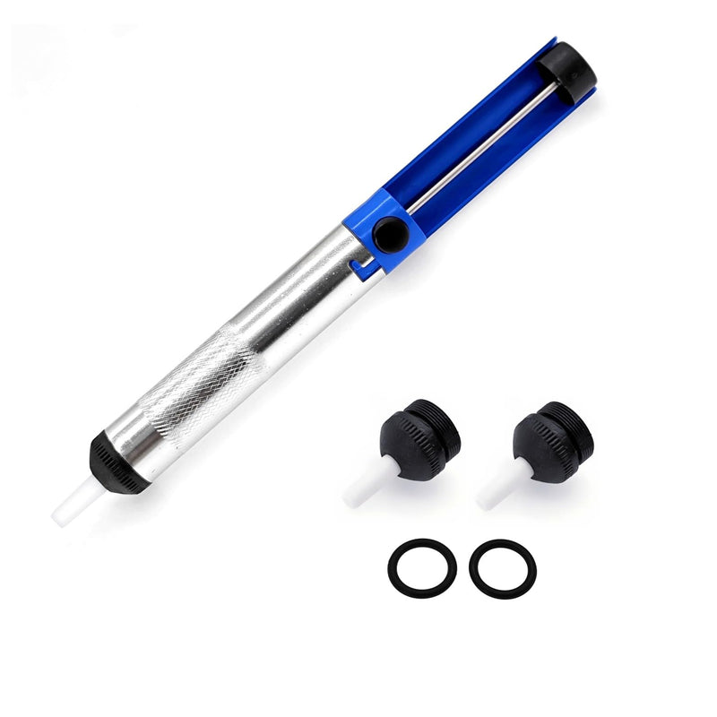 JZK Solder Suction Desoldering Pump, Removable Nozzle with Two Replacement Nozzle Tips, Small Desoldering Suction Pump, Solder Removal Tool, Soldering Accessories