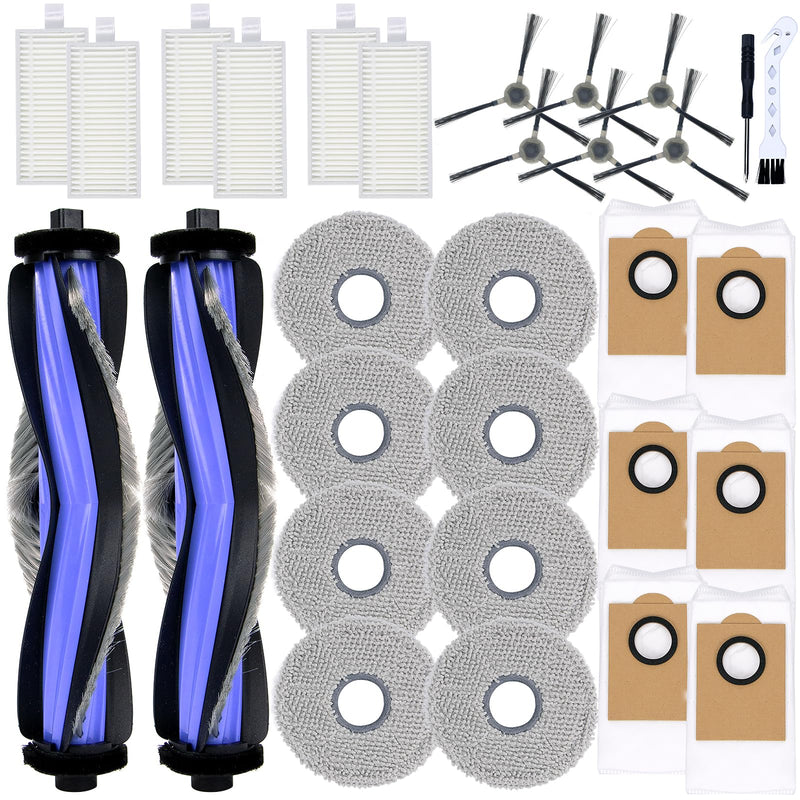Replacement Parts Accessories Compatible with Lefant M3/ M3 MAX Robot Vacuum (2 Main Brush, 6 Hepa Filter, 6 Dust Bags, 8 Mop Pads, 6 Side Brushes,1 Screwdriver,1 Cleaning Brush) (M3/M3 MAX) M3/M3 Max