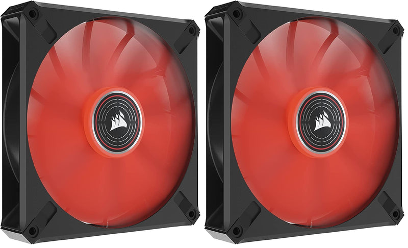 Corsair ML140 LED Elite 140 mm PWM Fan with LEDs (CORSAIR AirGuide Technology, Magnetic Levitation Bearing, Up to 1,600 rpm, Eight Bright LEDs, Low Noise, High Airflow) Single Pack - Red 140 mm (Pack of 2)
