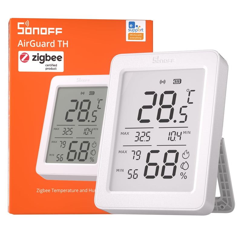 SONOFF AirGuard TH, Indoor Smart Zigbee Temperature and Humidity Sensor, 3.6'' LCD Display, App Monitoring with Charts, Notification Alerts, Data Export, Remote Data Display 1