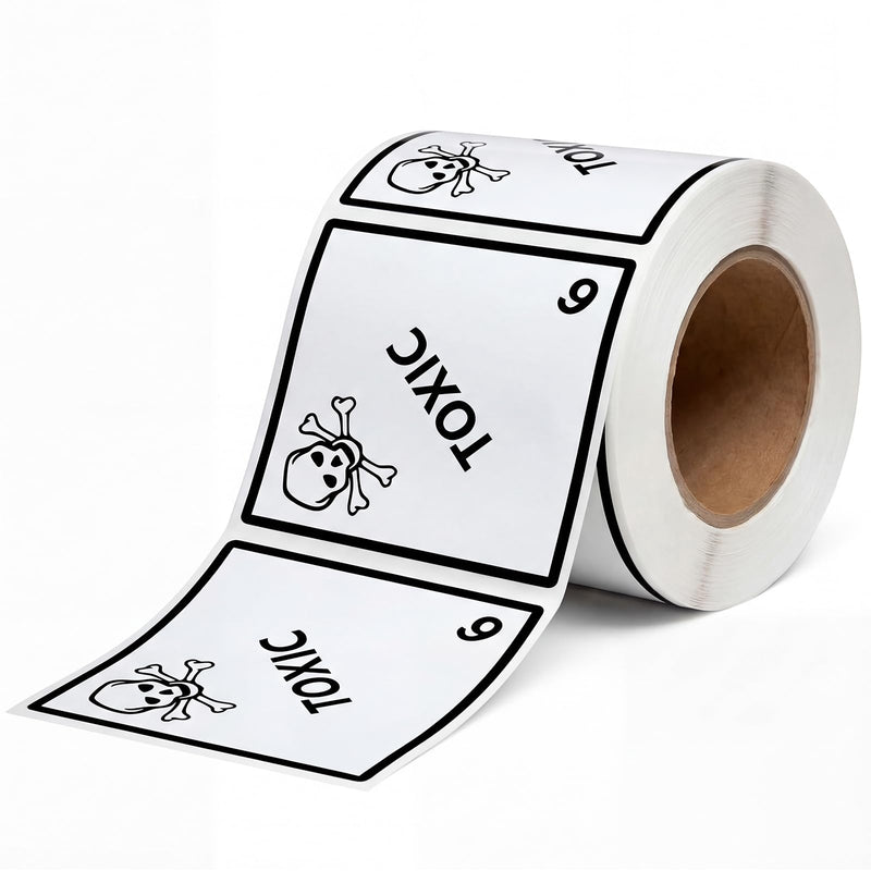 500 PCS Hazard Class 6 Toxic Labels - 4 x 4 Inch Square Poison Adhesive Labels for Industrial, Laboratory, Transportation