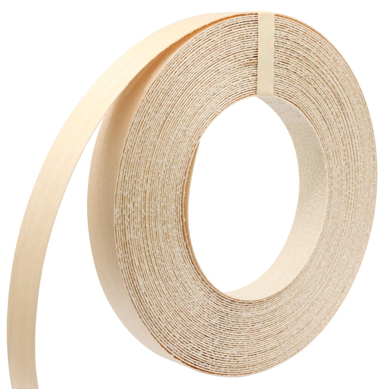 Biaungdo Birch Edge Banding 3/4 Inch x 50ft, Wood Veneer Roll Tape Banding Pre-Glued, Iron-on Veneer Edging Band Strips for Cabinet, Furniture Restoration