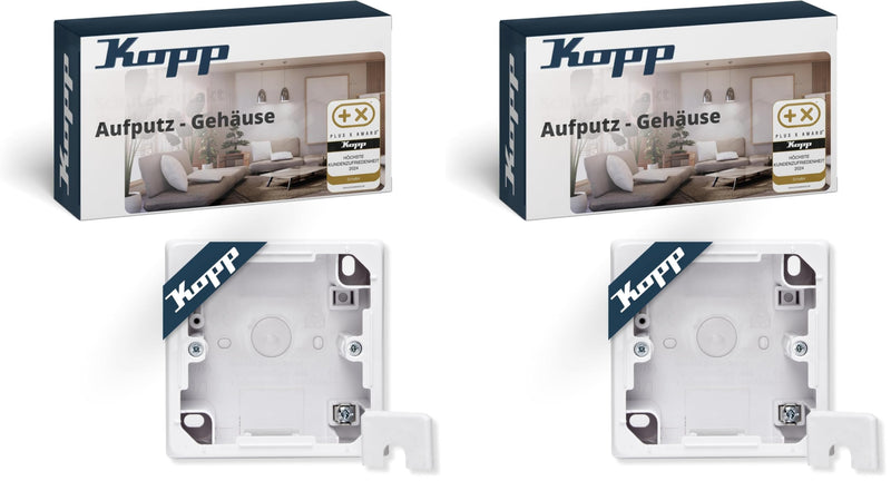 Kopp Standard 1-Way Surface-Mounted Housing in Arctic White - Surface-Mounted Housing for Mounting Flush-Mounted Switches - Halogen-Free Housing with Protection Class IP20 - Horizontal or Vertical Pack of 2