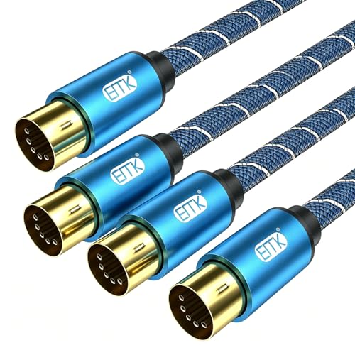 EMK 5-Pin DIN MIDI Cable Male to Male Midi Cables Compatible with MIDI Keyboard/Synthesizer/Guitar Multi Effects/Audio Interface/Audio Mixer/Audio Amplifier/External Sound Card (6.6Feet/2m-2PCS) 6.6Feet/2m-2PCS