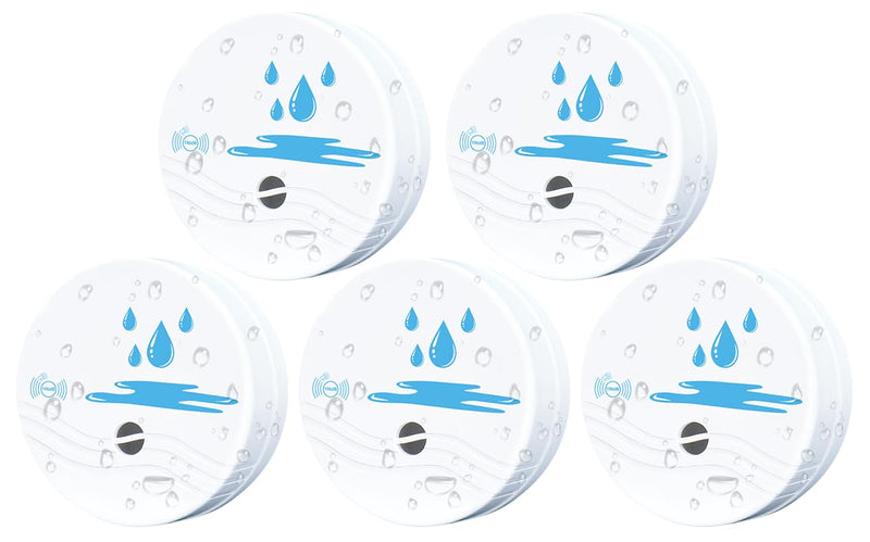 5 Pack Water Leak Detectors for Home, 100dB Waterproof Water Sensor Alarm Leak Detector for Basements, Bathrooms, Laundries, Sinks, and Windows(Battery Included) 5