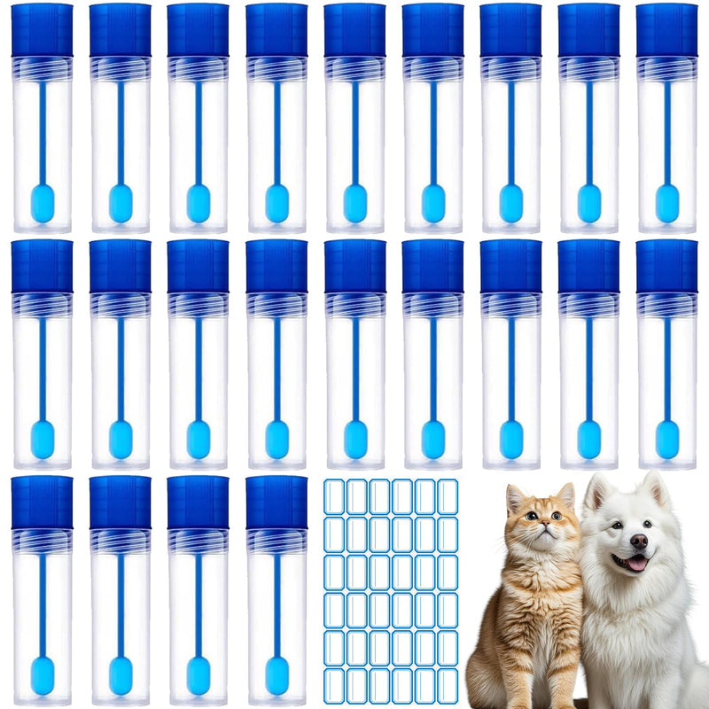 Pack of 20 Stool Sample Tubes | Stool Sample Tubes, Dog and Cat Stool Tubes, Sample Tubes with Spoon and Screw Cap for Pet Testing