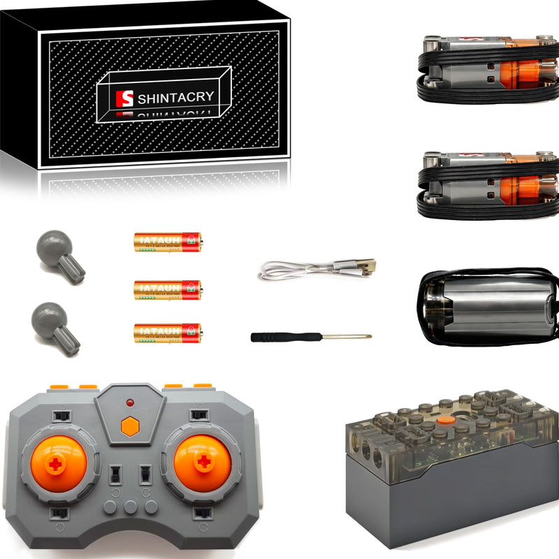 [Australia - AusPower] - 12-in-1 Power Functions High Speed L/Servo Motor, 4-Channel Variable Speed Remote Control and Rechargeable Lithium Battery Box Kit, for Adult, Programmable, MOC L Motor × 2, Servo Motor × 1. 