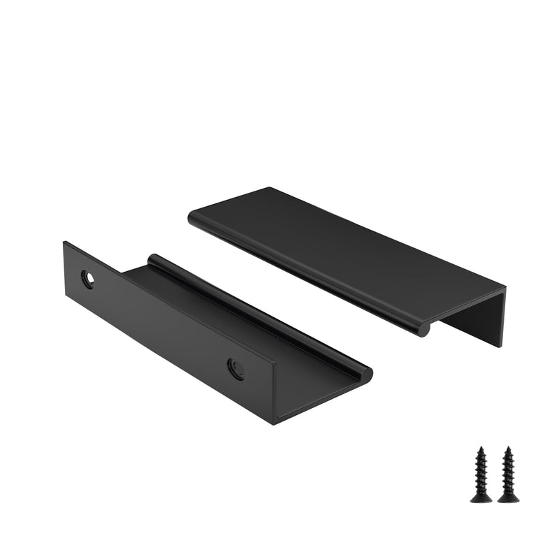 Rergy 10 Pack Black Cabinet Pulls 3-3/4 inch Edge Finger Pull Black Finger Pulls for Cabinets Aluminum Alloy Hardware for Dresser Drawer Handles Hole Centers:3-3/4in(96mm)
