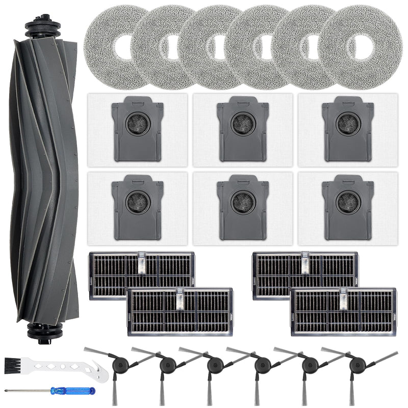 [Australia - AusPower] - 25 Pack Accessories for Dreame L40 Ultra / L40 Gen2 / X40 Ultra/Master, MOVA P10 / P50 Pro Ultra Robot Vacuum Replacement Parts - Main Brush, Active Filters, Mop Pads, Dust Bags, Side Brushes 