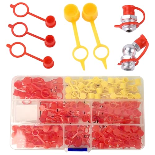 Pack of 175 Grease Nipple Protective Caps Assortment, M5 M6 M8 M10 M12 Grease Dust Caps Made of Plastic with Storage Box, Universal Grease Nipple Caps for Car, Motorcycle, Truck and Industry | Fettstaubschutzkappen aus Kunststoff mit Aufbewahrungsbox, ...