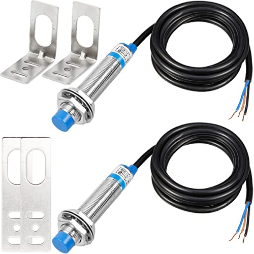 Proximity Sensor Inductive 4 mm, M12 Detection Distance Inductive Proximity Switch NPN NO Closer, 3D Printer LJ12A3-4-Z/BY Sensing DC 6-36V for MCU, Pack of 2