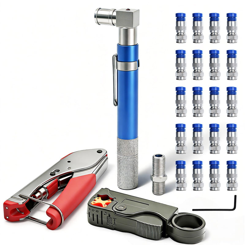 Coaxial Pocket Toner Pocket Continuity Tester,with Coaxial Cable Crimper Kit,and Toner with Light&Buzzer Voltage Toner and Barrel Connector Bundle for Testing Coax Cable, RG6, RG59, CATV Wire Tracer Grey